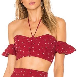 For Love & Lemons La Lana Crop Top Burgundy
